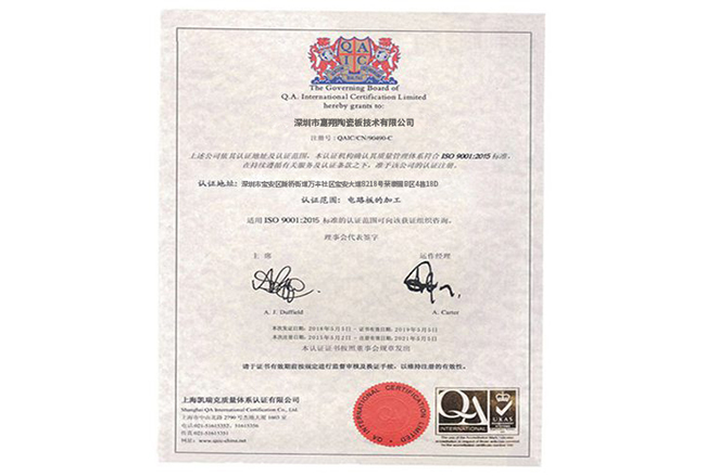 ISO9001证书